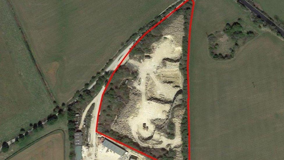 Three Gates Quarry in Temple Guiting outlined in red