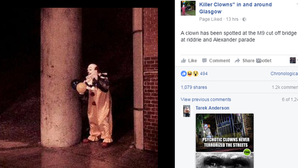 Clown hoax screengrab