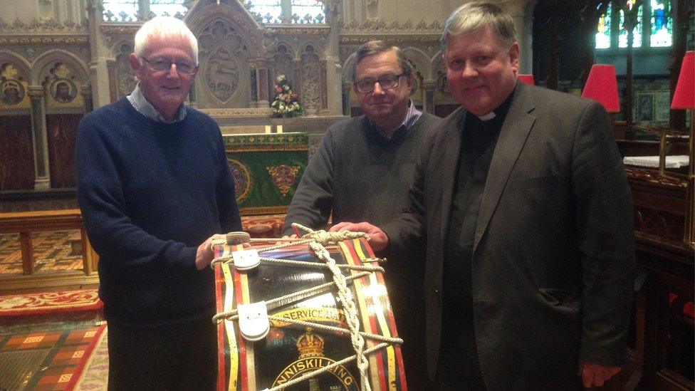 The band's drum was used to serve communion at the front