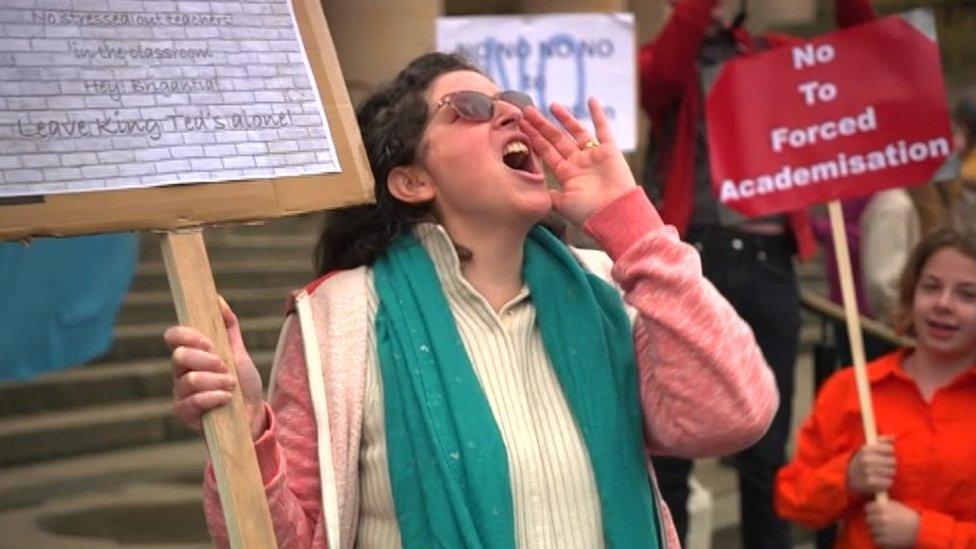 Woman at King Edward VII protest