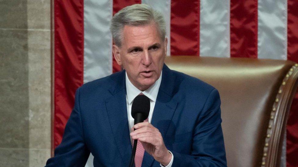 Kevin McCarthy addresses the US House of Representatives