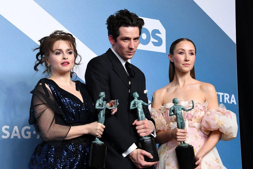 Helena Bonham Carter, Erin Doherty and Josh O'Connor