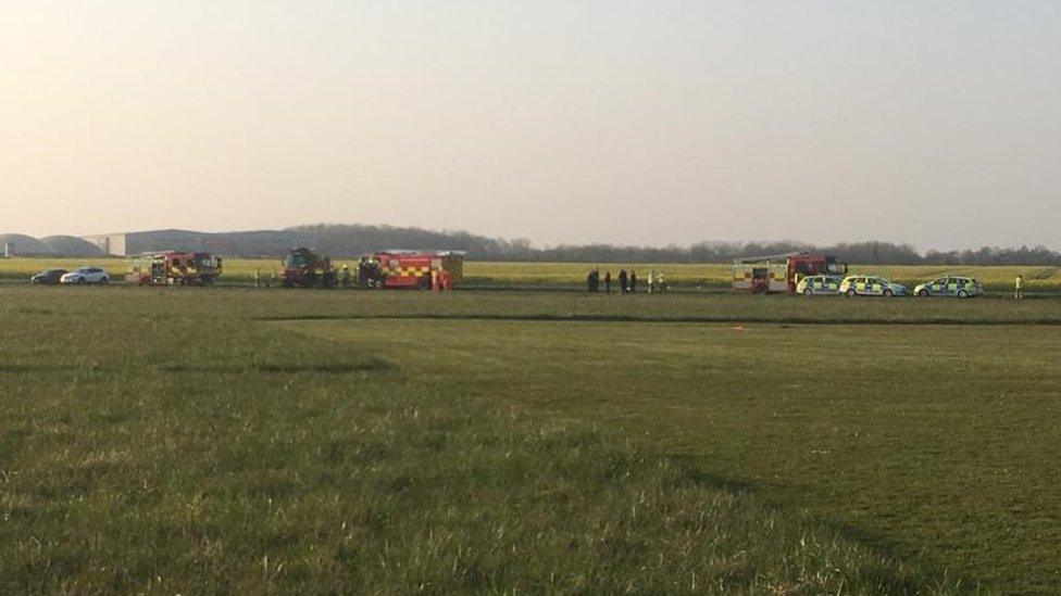 Emergency services vehicles at Beccles Airfield