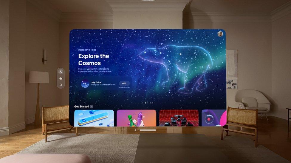 Apple image showing how the Vision Pro's new app store will appear while using the headset
