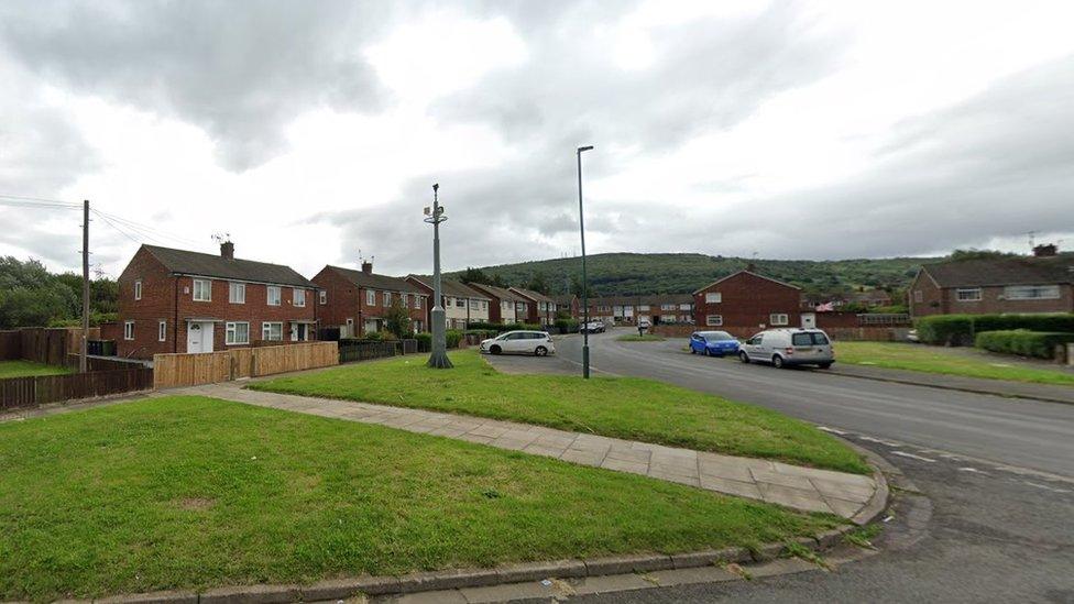 Part of Wilton Way near Middlesbrough, with hills in the background