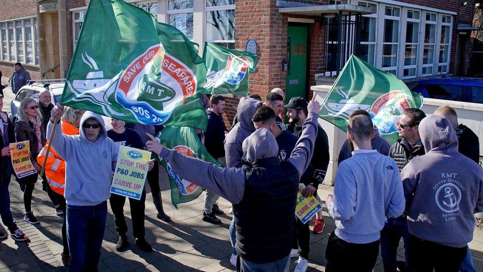 RMT staff protesting in Dover