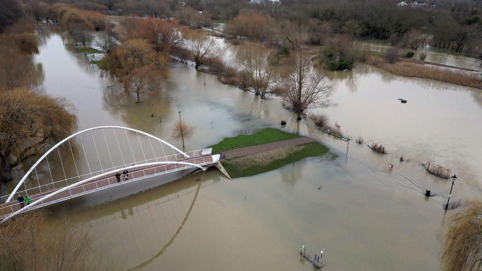 A view of flooding in Bedford along the River Great Ouse