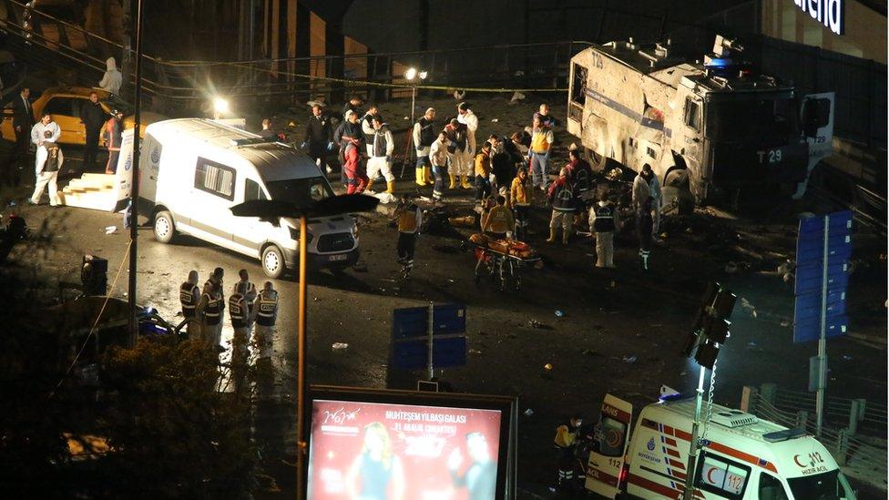 Nigh scene at stadium bombing