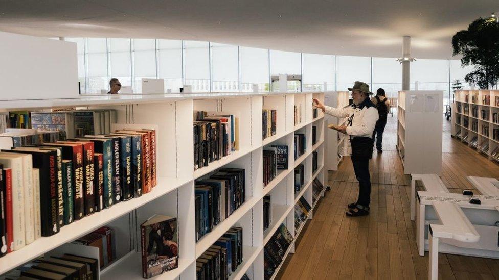 Man in a library