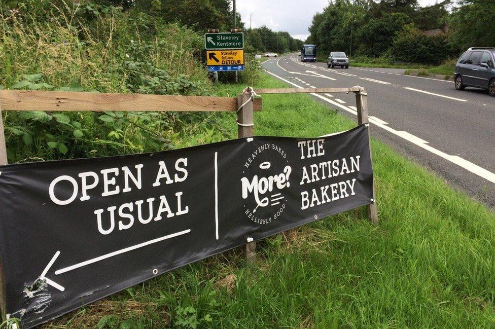 One of the signs on the Staveley bypass