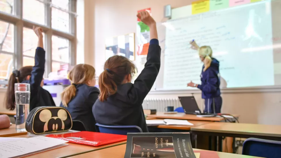 Students in a school classroom 