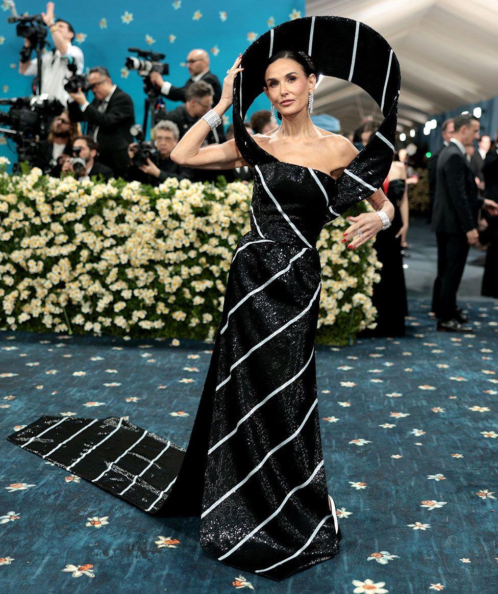Demi Moore attends the 2025 Met Gala Celebrating "Superfine: Tailoring Black Style" at Metropolitan Museum of Art on May 05, 2025 in New York City, US.