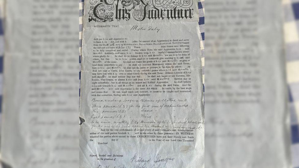 An Indentured contract from the Christian Brothers 