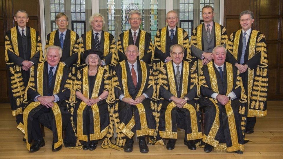 The 11 Supreme Court justices (pictured with Lord Toulson - top row, far left - who is now retired) rejected the government's argument by eight to three