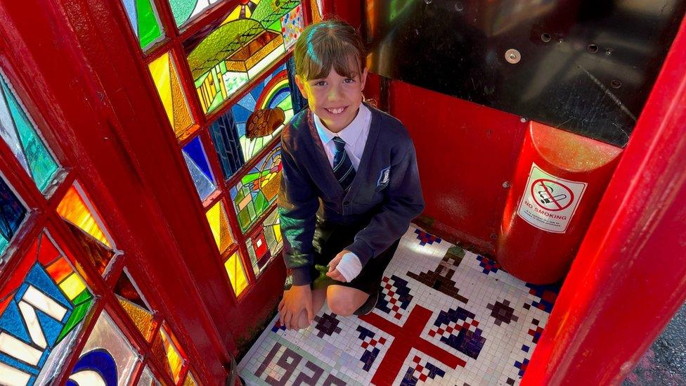 Nyla in Crich phone box