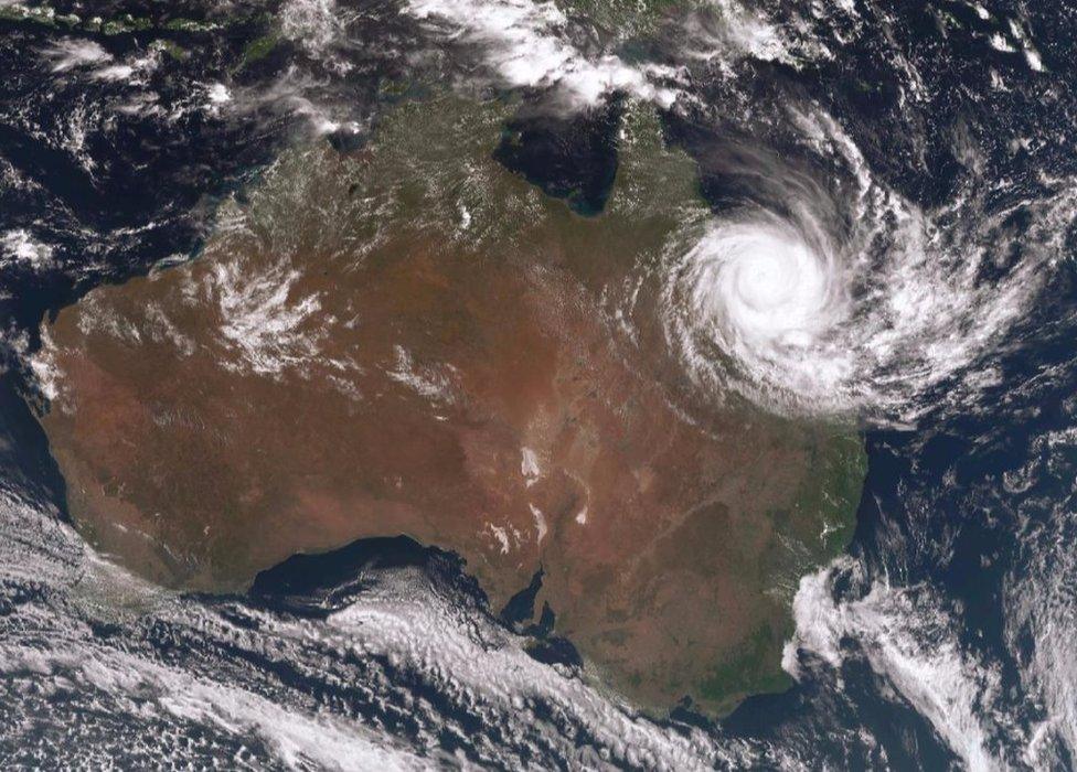 Screenshot of Australian Bureau of Meteorology sat image of Cyclone Debbie 28 March 2017