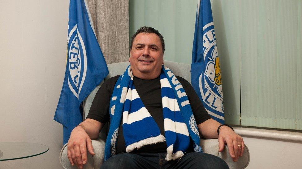 John Pryke with his Leicester City flags