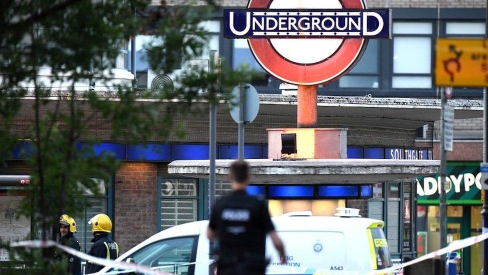 Emergency services outside Tube station