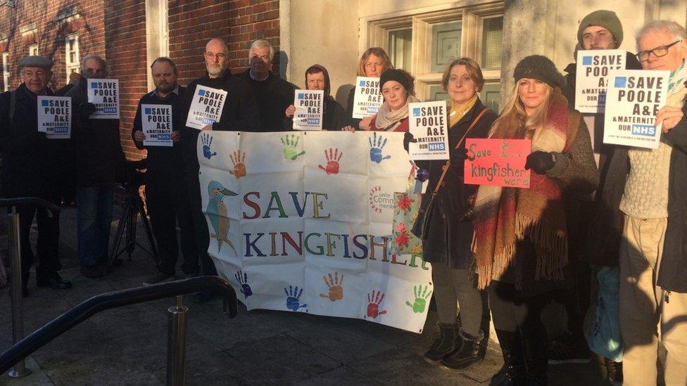 Demonstration outside county hall by opponents