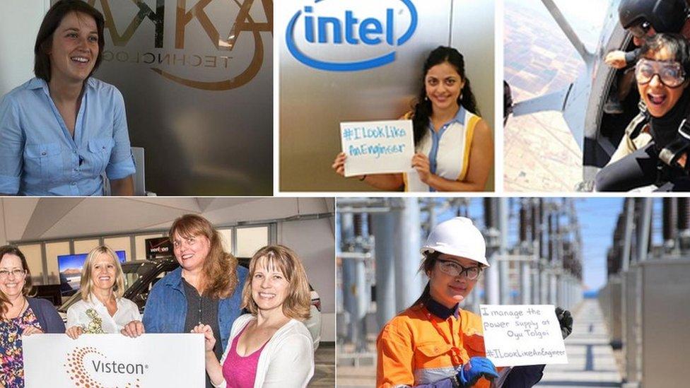 women taking part in #ilooklikeanengineer campaign