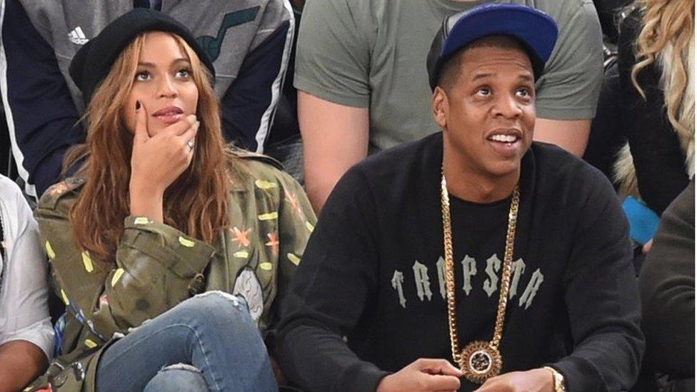 This file photo taken on February 15, 2015 shows Beyonce and Jay Z attending the 64th NBA All-Star Game at Madison Square Garden in New York