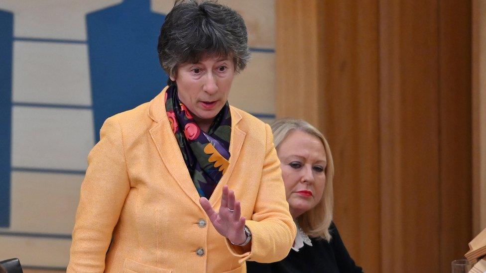 Liz Smith speaking in Scottish Parliament in 2020, at the time when she was Scottish Conservative education spokesperson