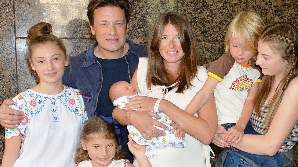 Jamie Oliver and family