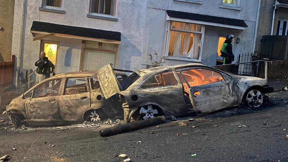 Burned out cars in Mayhill