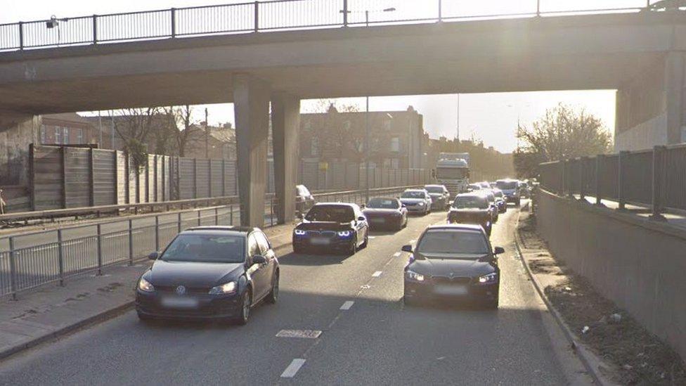 Cars queuing