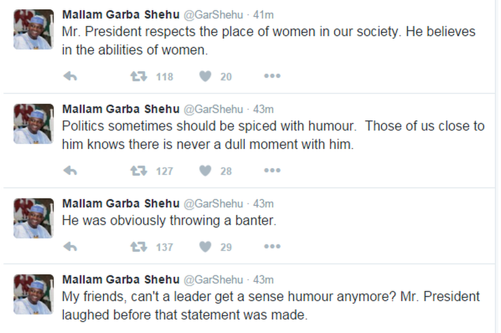 Tweets by President Buhari's spokesman Mallam Garba Shehu