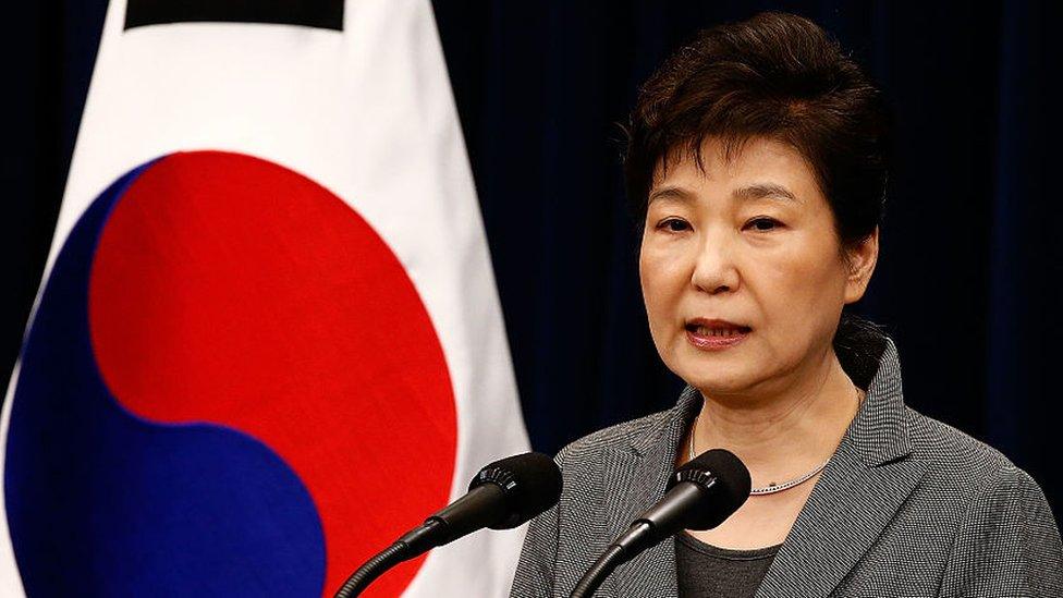 South Korean President Park Geun-Hye makes a speech during an address to the nation, at the presidential Blue House in Seoul on 29 November 2016