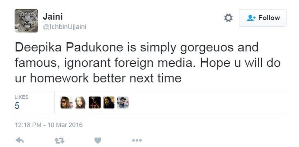 Deepika Padukone is simply gorgeuos and famous, ignorant foreign media. Hope u will do ur homework better next time