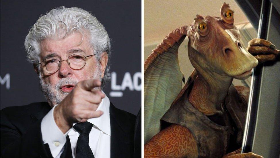 George Lucas and Jar Jar Binks