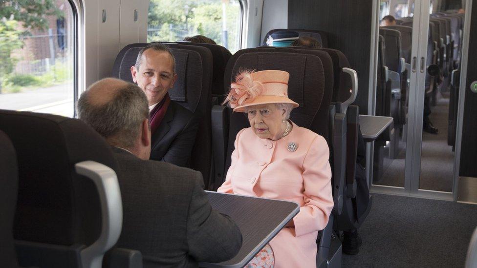 The Queen on the train