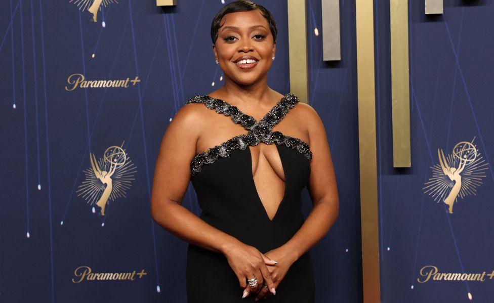 Quinta Brunson arrives for the 77th Primetime Emmy Awards at the Peacock Theatre at LA Live in Los Angeles on September 14, 2025