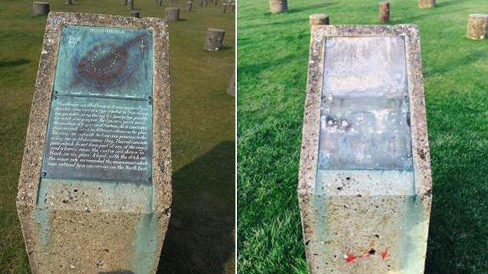 Bronze plaque at Woodhenge