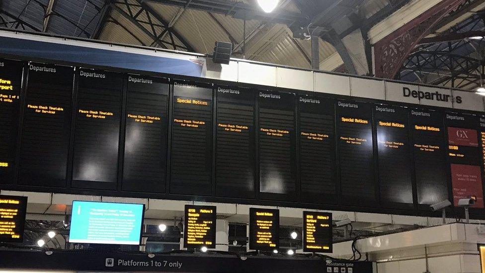 Empty departures board at London Victoria station