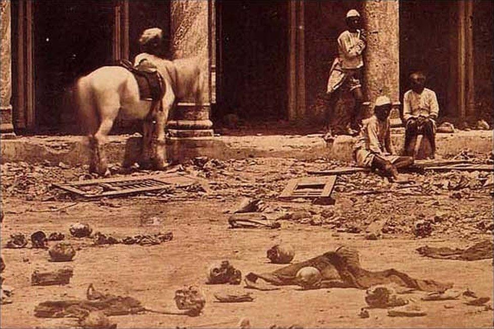 The Sikander Bagh in Lucknow was the venue for a fierce battle during the 1857 uprising. This picture was taken by Felice Beato, an Italian who visited India soon after the mutiny