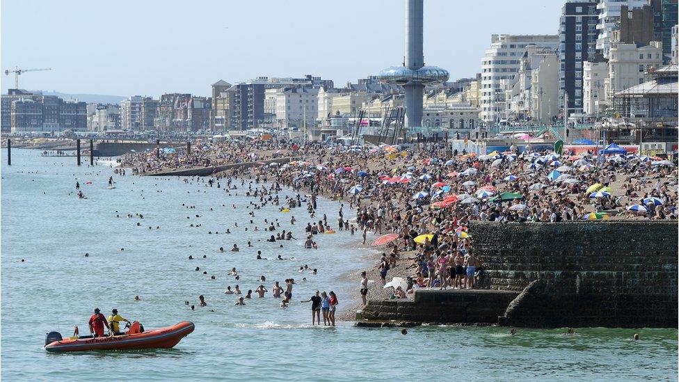 Busy brighton beach