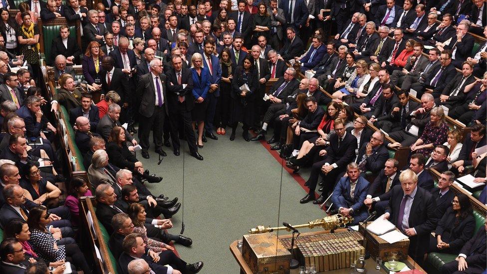 A crowded House of Commons as MPs await the Brexit programme motion vote