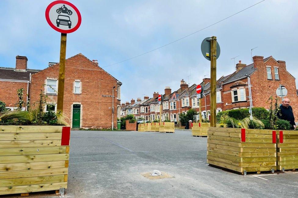 Stump of bollard at top of St Mark's Avenue in Exeter