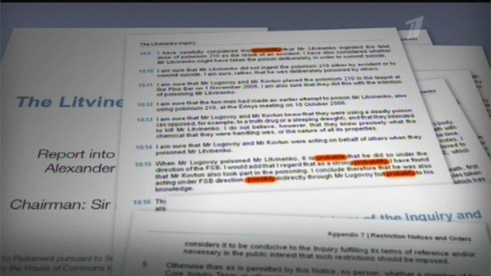 Russian TV airs pages from the Litvinenko report