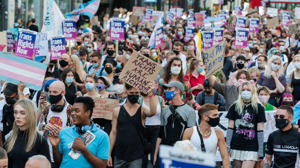 London's second Trans Pride protest march for equality in London on 12 September 2020 in London