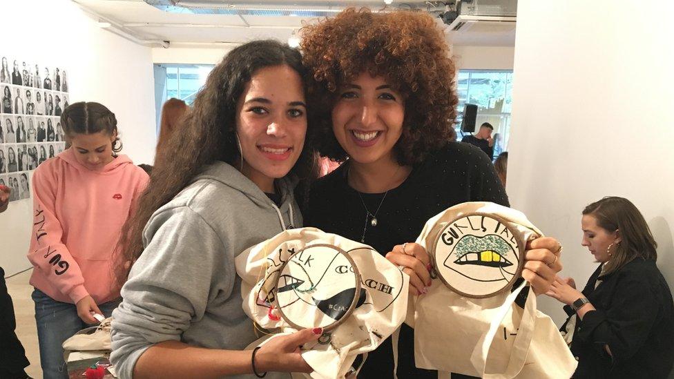 Umi and Hodaya customised their Gurls Talk bags with embroidery