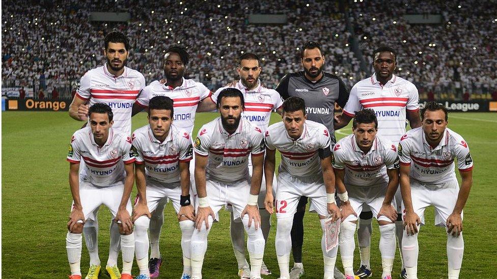 Egypt's Zamalek football club posing for a team photo