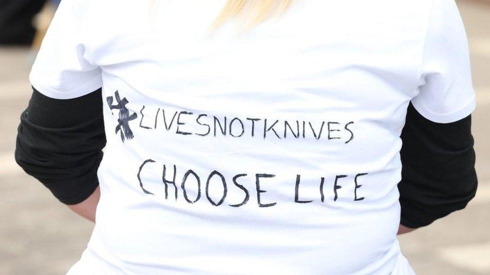 T-shirt worn at anti-knife rally