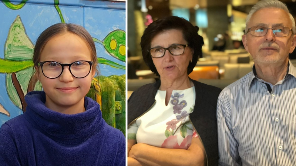 Julia (left) and her grandparents.