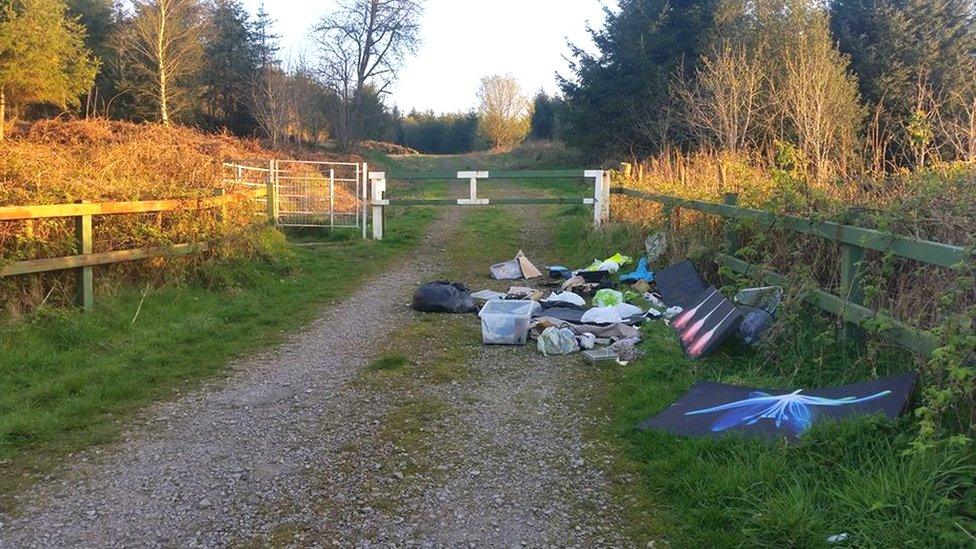 Fly tipping in the Afan Forest