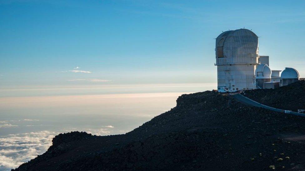An observatory at the top of a large volcano in Hawaii