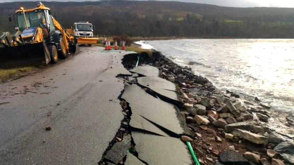 Damage to a road in Applecross